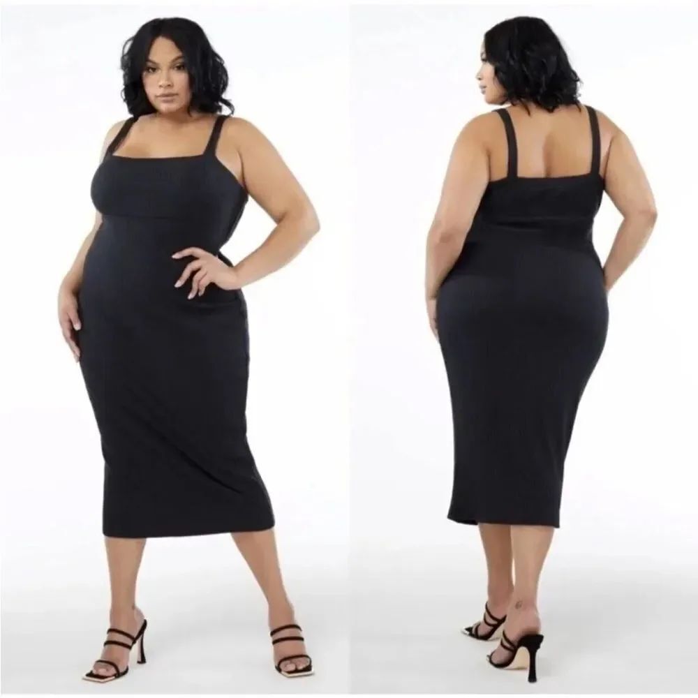 GOOD AMERICAN '90S Tank Dress Plus Size 8= 5XL Black Stretch Knit